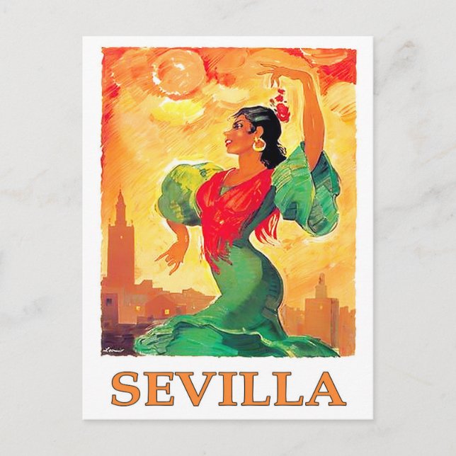 Postal Viaje vintage de Sevilla España (Anverso)