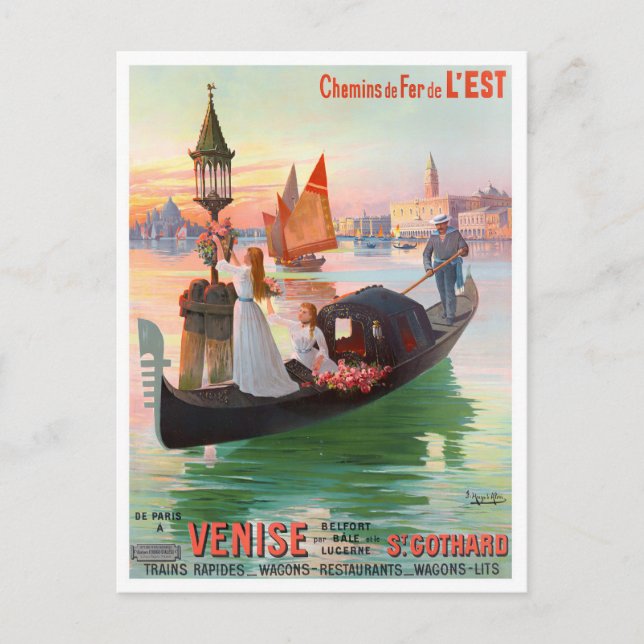 Postal Viaje vintage de Venecia Italia (Anverso)