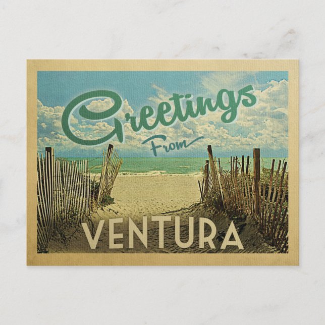 Postal Viaje Vintage de Ventura Beach (Anverso)