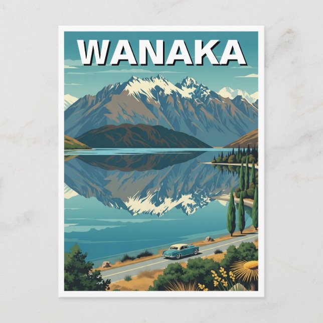 Postal Viaje Vintage de Wanaka New Zealand (Anverso)