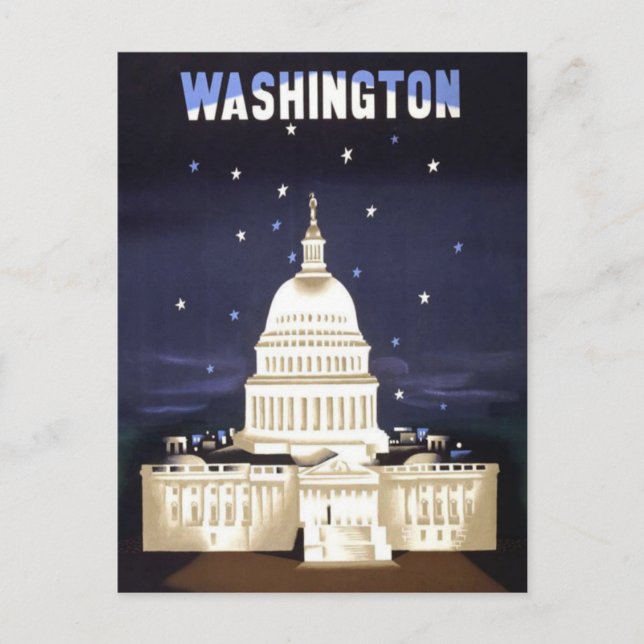 Postal Viaje vintage de Washington DC (Anverso)