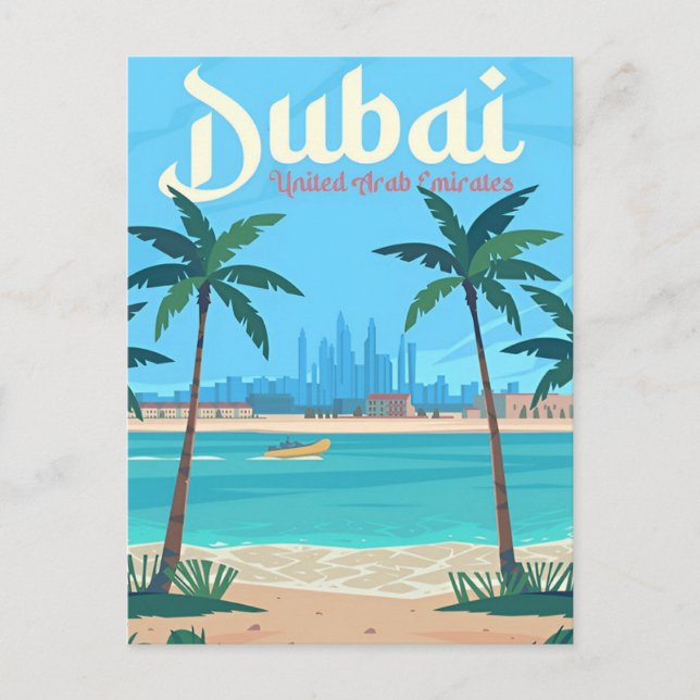 Postal viaje vintage Dubai Emiratos Árabes Unidos (Anverso)