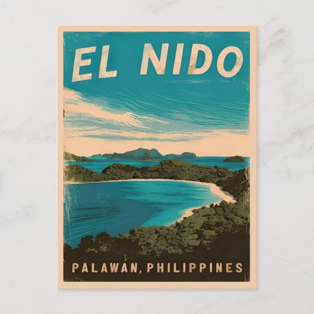 Postal Viaje vintage El Nido Filipinas Retro Scenic (Anverso)