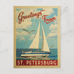 Postal Viaje Vintage en barco de vela de San Petersburgo 