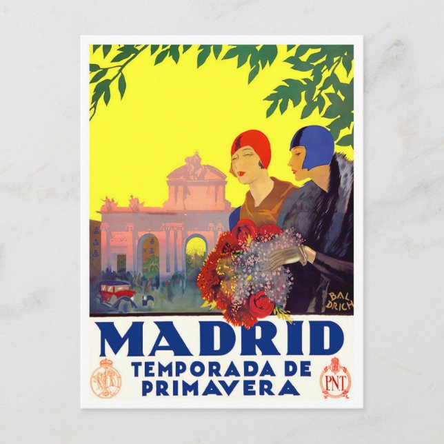 Postal Viaje vintage en Madrid España (Anverso)