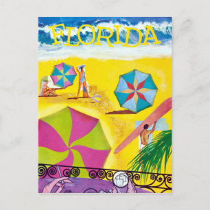 Postal Viaje Vintage Florida Beach