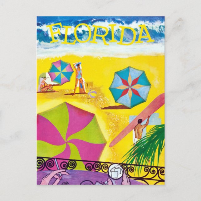 Postal Viaje Vintage Florida Beach (Anverso)