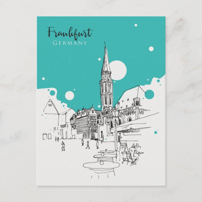 Postal Viaje Vintage Frankfurt Skyline Alemania Vintage (Anverso)