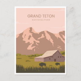 Postal Viaje vintage Gran Teton Parque Nacional Wyoming