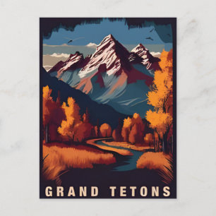 Postal Viaje vintage Gran Teton Parque Nacional Wyoming