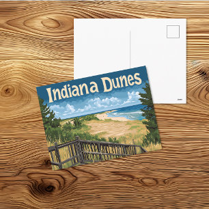 Postal Viaje Vintage Indiana Dunes
