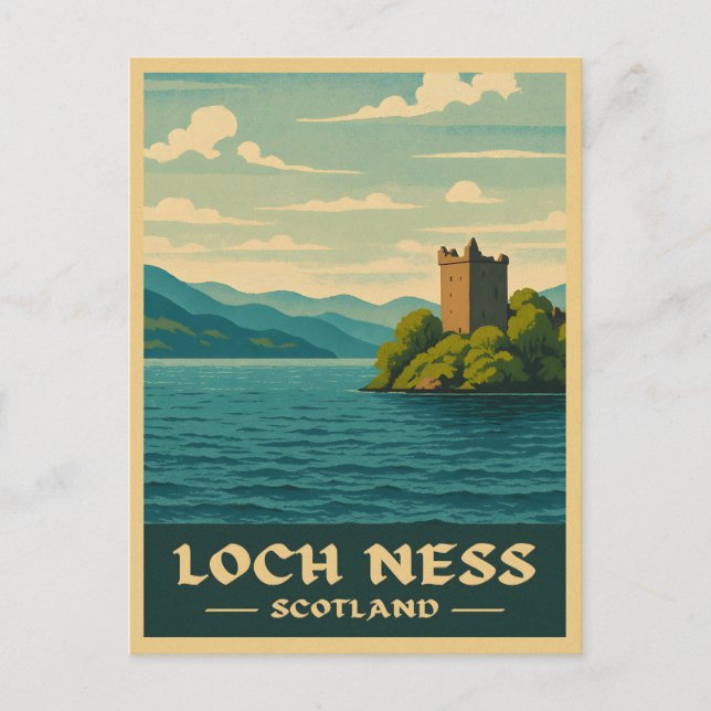 Postal Viaje Vintage Loch Ness Scotland Retro Scenic (Anverso)
