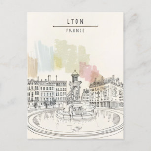 Postal viaje vintage Lyon Francia retro turístico