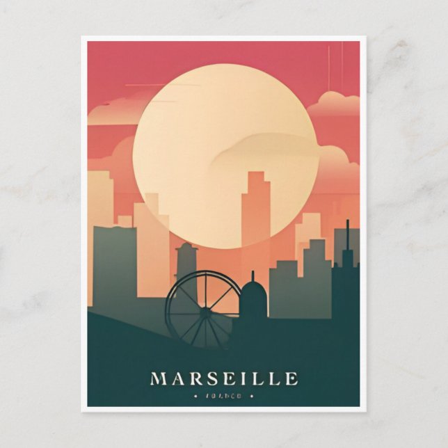 Postal viaje vintage Marsella Francia turismo retro (Anverso)