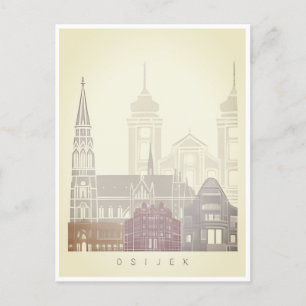 Postal viaje vintage Osijek Catedral de la ciudad de Croa