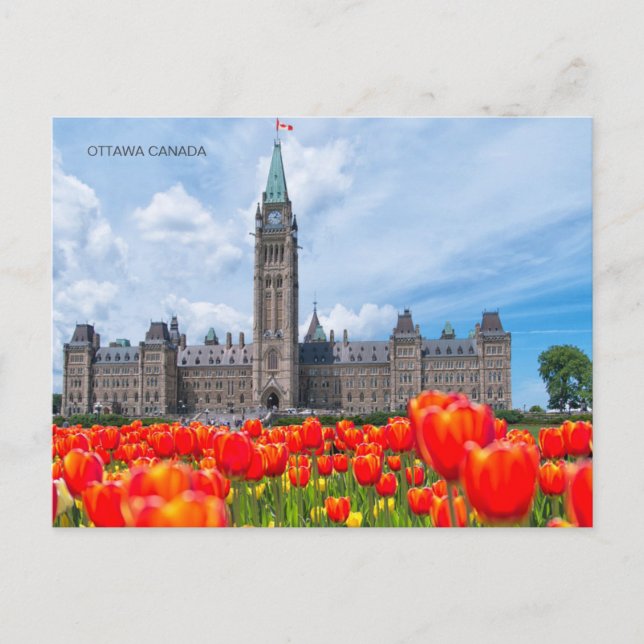 Postal viaje vintage Ottawa Canadá acuarela retro (Anverso)