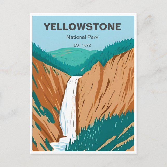 Postal Viaje vintage Parque nacional Yellowstone Wyoming (Anverso)