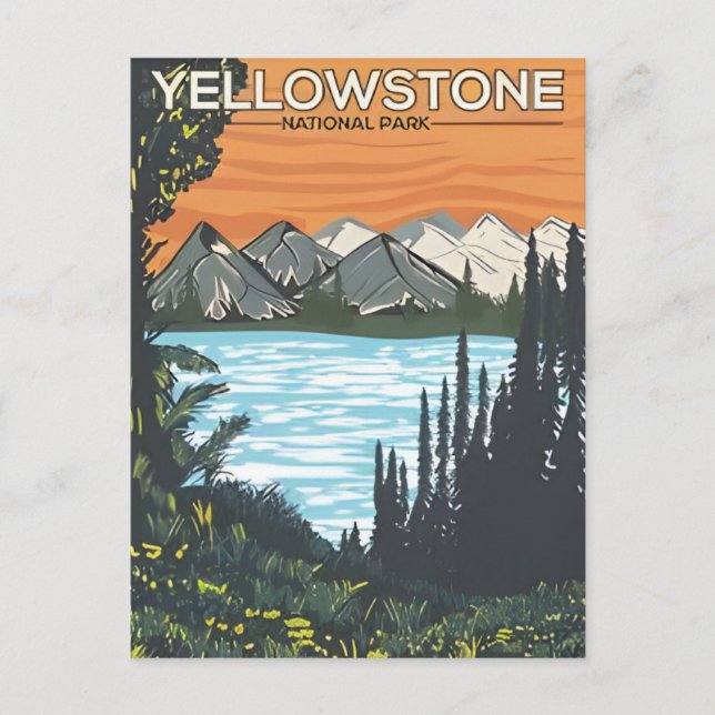 Postal Viaje vintage Parque nacional Yellowstone Wyoming (Anverso)