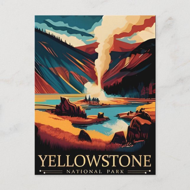 Postal Viaje vintage Parque nacional Yellowstone Wyoming (Anverso)