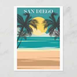 Postal Viaje Vintage San Diego California Beach Travel