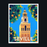 Postal Viaje vintage Sevilla España Turismo en Sevilla<br><div class="desc">vintage,  retro,  viajes,  moderno,  acuarela,  Sevilla,  España,  Sevilla,  turismo,  ciudad, </div>
