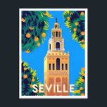 Postal Viaje vintage Sevilla España Turismo en Sevilla<br><div class="desc">vintage,  retro,  viajes,  moderno,  acuarela,  Sevilla,  España,  Sevilla,  turismo,  ciudad, </div>