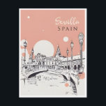 Postal Viaje vintage Sevilla España Turismo en Sevilla<br><div class="desc">vintage,  retro,  viajes,  moderno,  acuarela,  Sevilla,  España,  Sevilla,  turismo,  ciudad, </div>