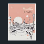 Postal Viaje vintage Sevilla España Turismo en Sevilla<br><div class="desc">vintage,  retro,  viajes,  moderno,  acuarela,  Sevilla,  España,  Sevilla,  turismo,  ciudad, </div>