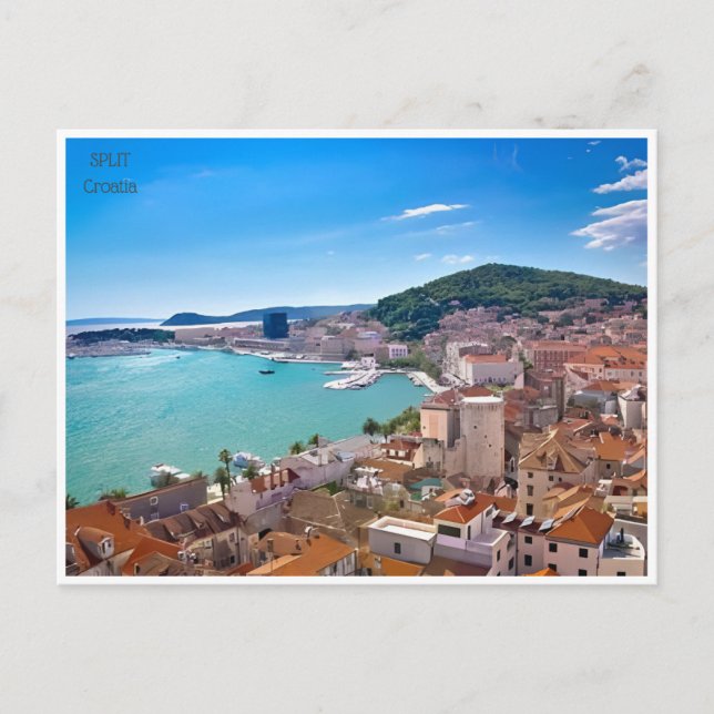 Postal viaje vintage Split Croacia Turismo retro croata (Anverso)