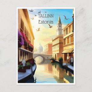 Postal viaje vintage Tallín Estonia Estonie