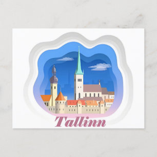 Postal viaje vintage Tallín Estonia Estonie