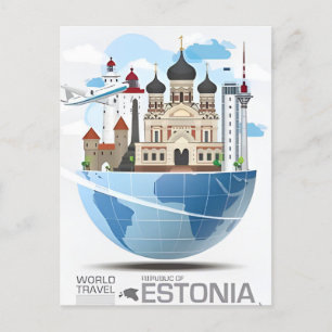 Postal viaje vintage Tallín Estonia Estonie