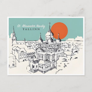 Postal viaje vintage Tallín Estonia Estonie