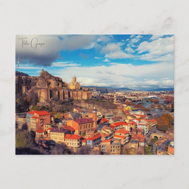Postal viaje vintage Tiflis Georgia Building Cityscape (Anverso)
