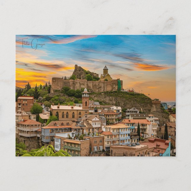 Postal viaje vintage Tiflis Georgia Building Cityscape (Anverso)