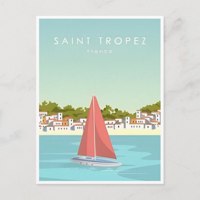 Postal viaje vintage Turismo en Saint tropez Francia (Anverso)