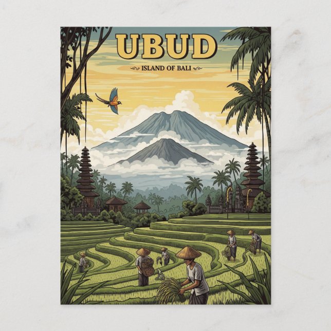 Postal Viaje Vintage Ubud Bali Indonesia (Anverso)