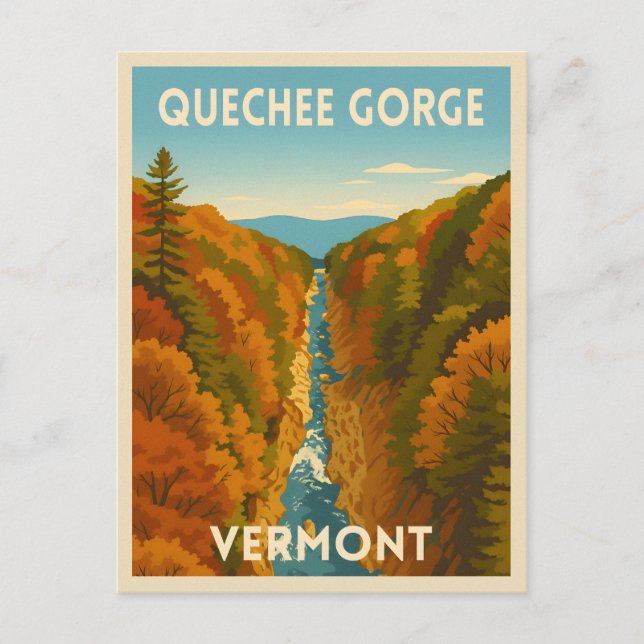 Postal Viaje Vintage Vermont Quechee Gorge Paisaje (Anverso)