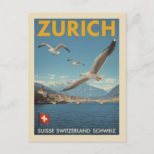Postal Viaje Vintage Zúrich Suiza