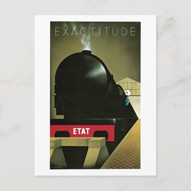 Postal Viaje y viaje en tren Art Déco francés de los años (Anverso)