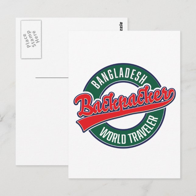 Postal Viajero del mundo en mochilero de Bangladesh (Anverso / Reverso)