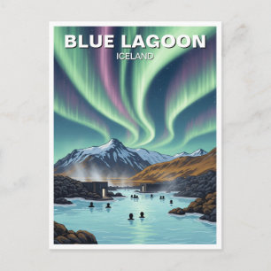 Postal Viajes a la Laguna Azul de Islandia con Luces del 