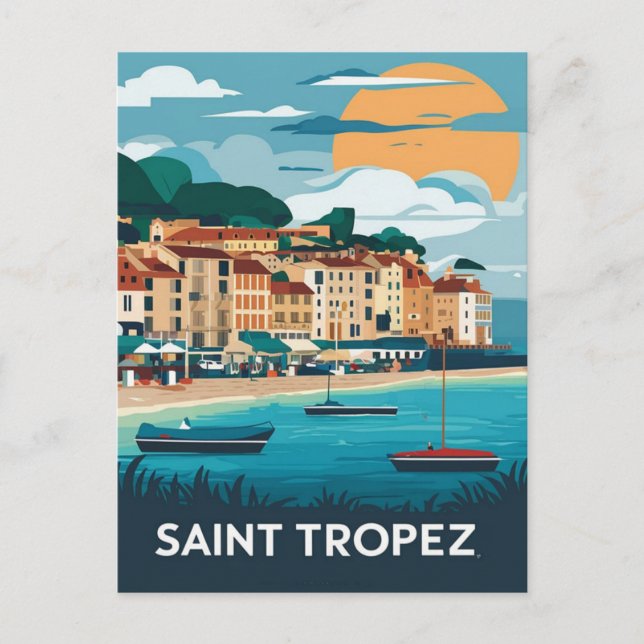 Postal Viajes a la playa de Saint Tropez France (Anverso)