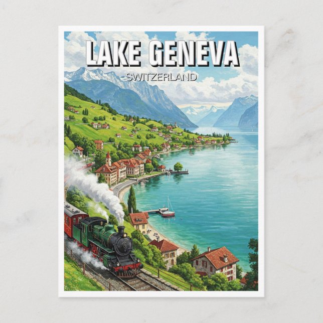 Postal Viajes a Lake Geneva Suiza (Anverso)