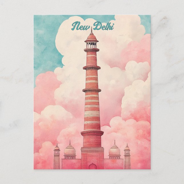 Postal Viajes a Nueva Delhi India (Anverso)