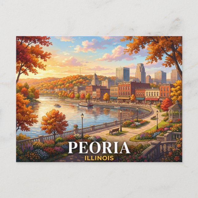 Postal Viajes a Peoria Illinois (Anverso)