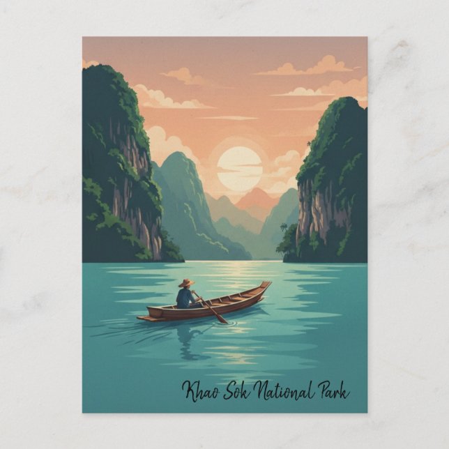Postal Viajes al Parque Nacional Khao Sok en Tailandia (Anverso)