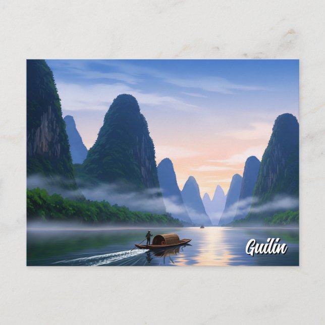Postal Viajes al río Li de Guilin China (Anverso)