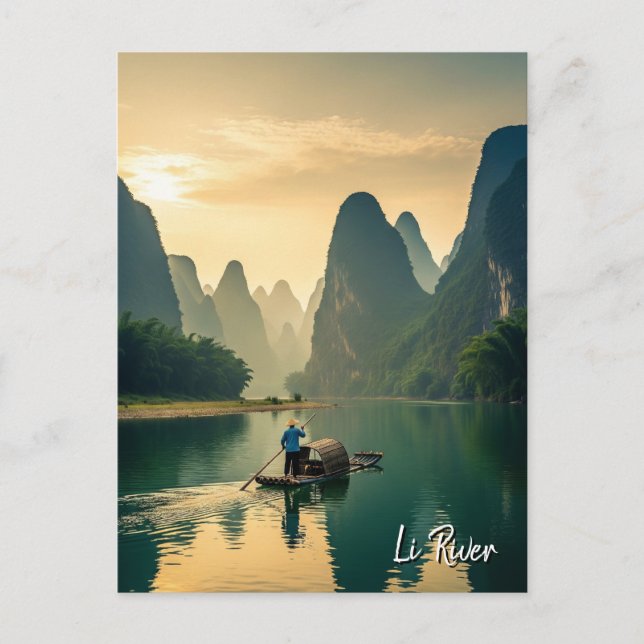 Postal Viajes al río Li de Guilin China (Anverso)