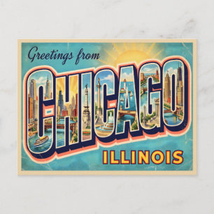 Postal Viajes Antiguos a Chicago Illinois
